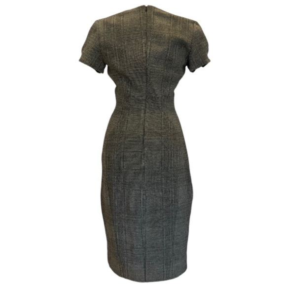 L'Agence Gray Black Plaid Fitted Short Sleeve w/Sweetheart Neckline Dress - Picture 11 of 13